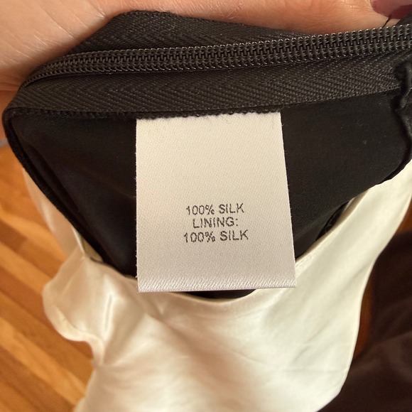 Michelle Mason Silk Cowl Neck Jumpsuit Ivory Black Wide Leg Size 4 Bride Wedding - Picture 7 of 7